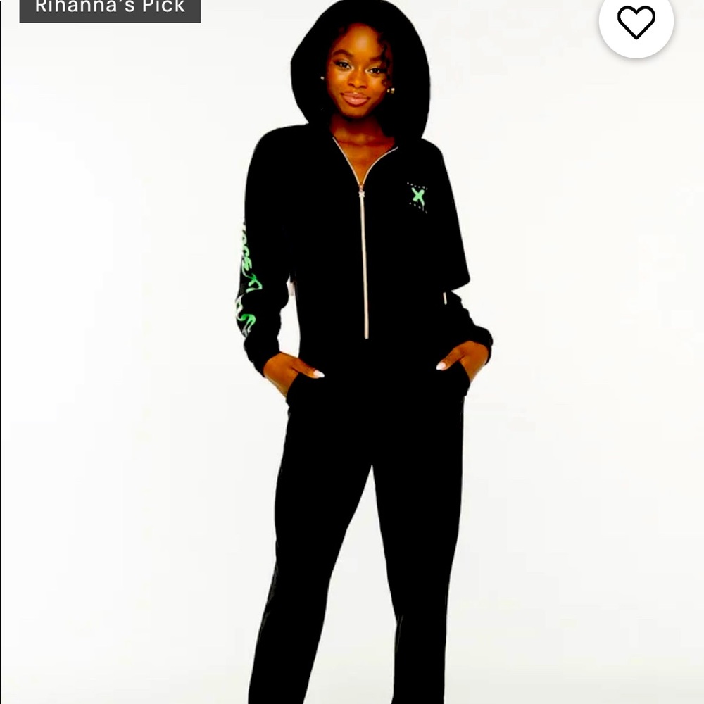 SAVAGE X FENTY Onesie Body Suit Size Large Black With Neon Green